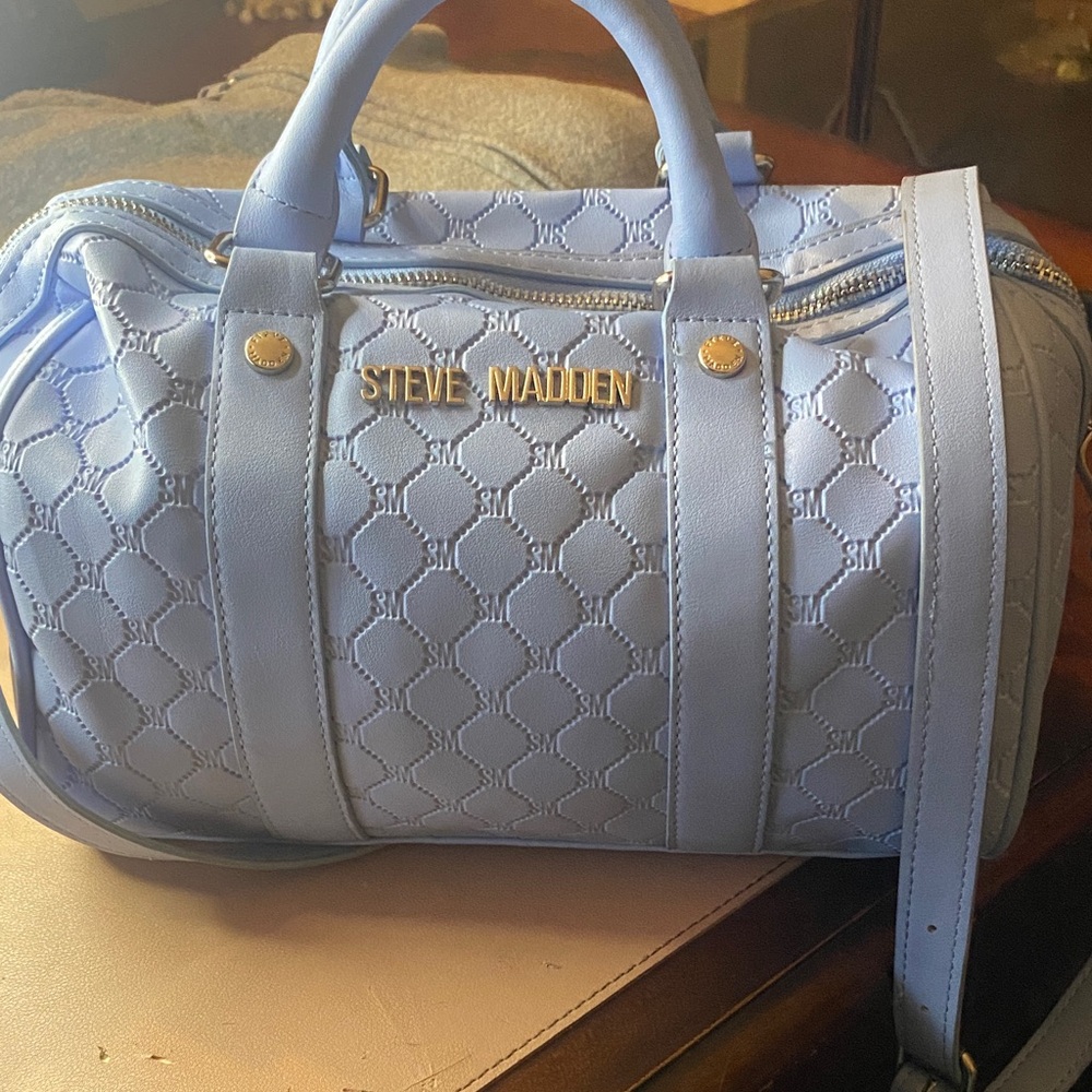 Steve Madden Quilted Satchel in Soft Blue